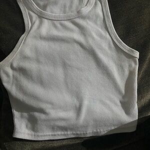 White Ribbed Tank Top